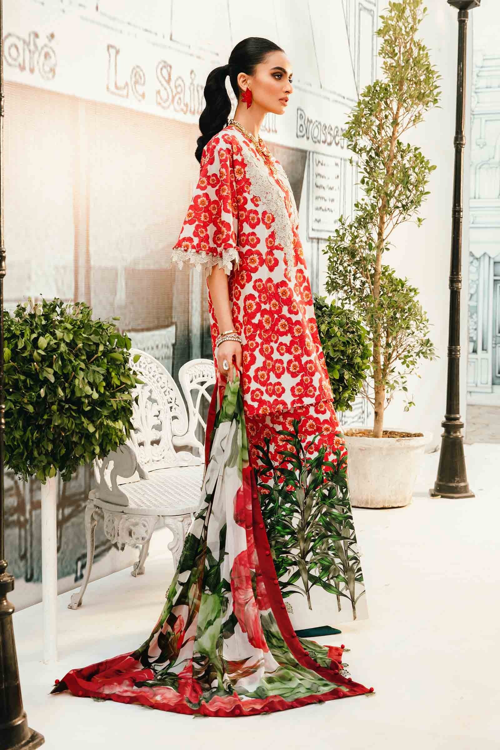 Maria.B MPrints Embroidered Lawn Unstitched 3Pc Suit MPT-2606-B - Image 4