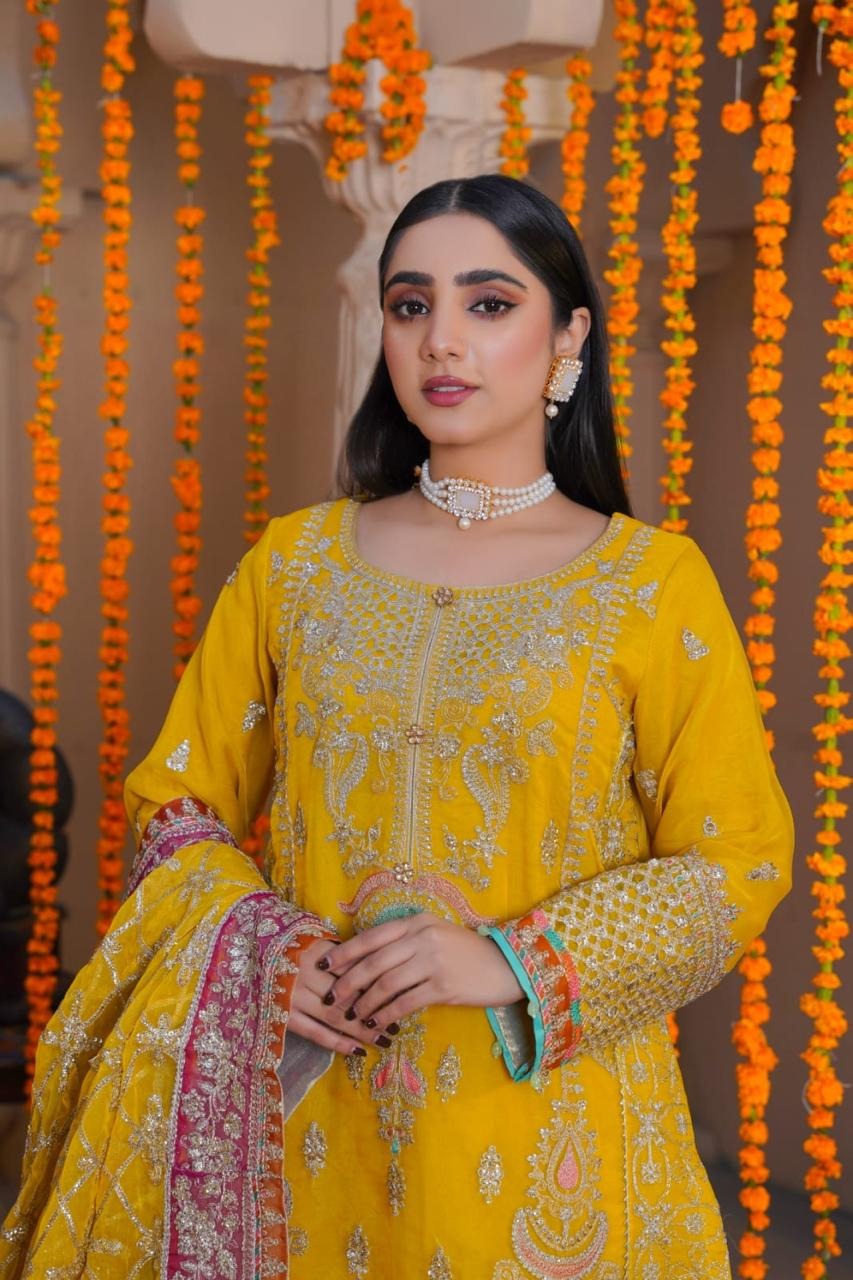 Sajjani Mustard Yellow Haldi Dress