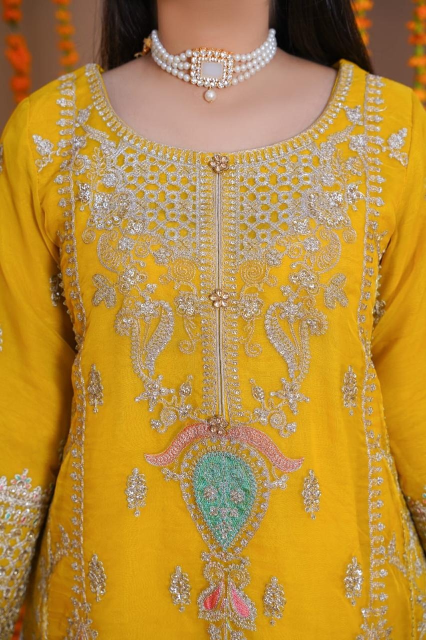 Sajjani Mustard Yellow Haldi Dress - Image 4