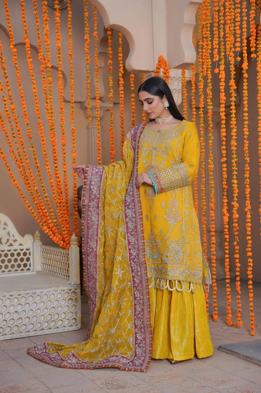 Sajjani Mustard Yellow Haldi Dress - Image 5