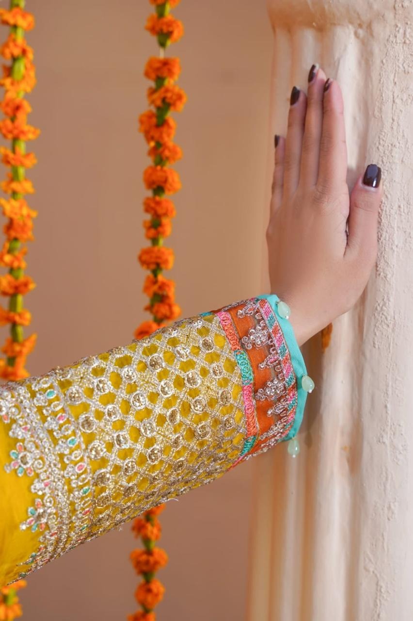 Sajjani Mustard Yellow Haldi Dress - Image 6