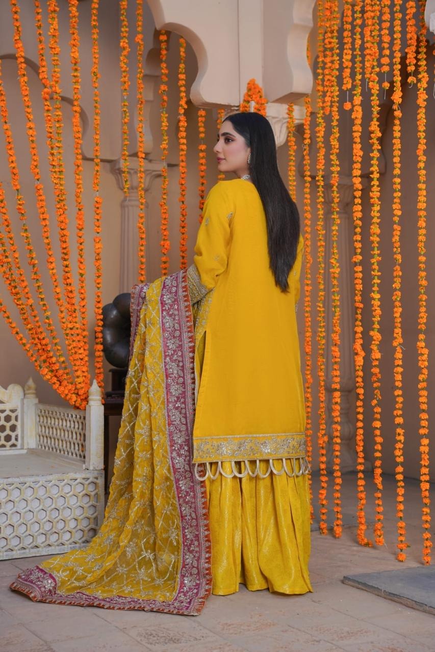 Sajjani Mustard Yellow Haldi Dress - Image 7
