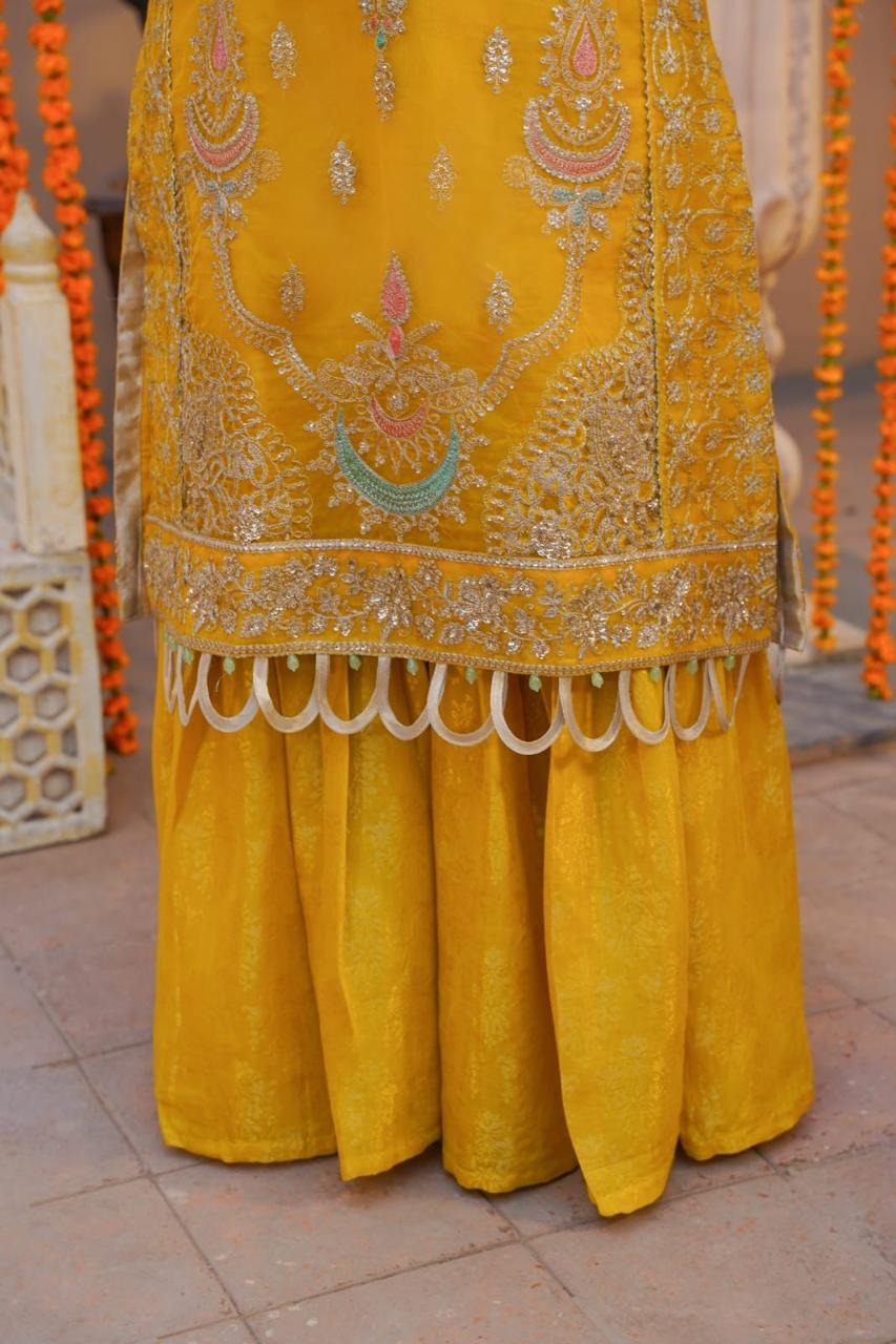 Sajjani Mustard Yellow Haldi Dress - Image 8