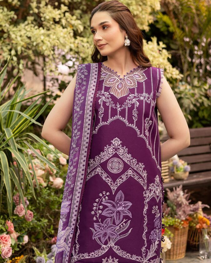 Parishay Shangrila Luxury Lawn Vol-II SHR-08 [Dark Purple]